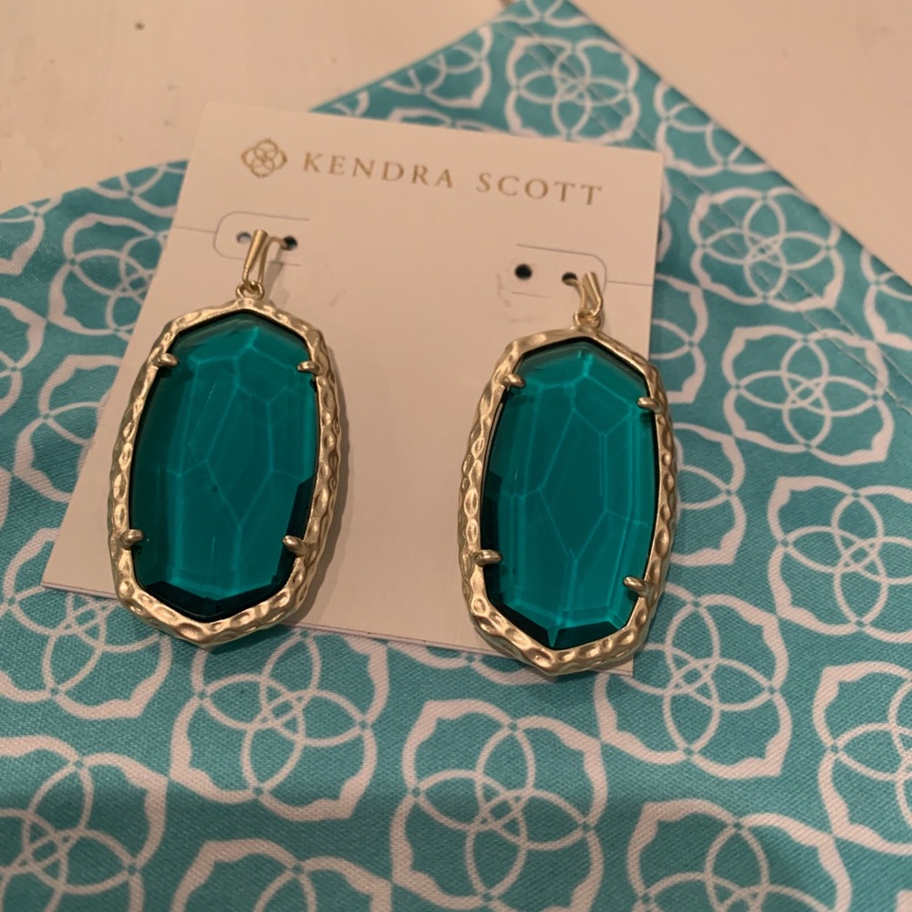 Gold Drop Earrings in turquoise glass
